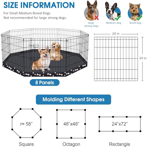 Peekaboo Dog Playpen 24 Inch, 8 Panel Metal Pet Fence with Bottom Pad | Playpen + printing pad，8 Panel Foldable Pet Playpen,Climate Pledge Friendly Choice - style: Playpen + printing pad
