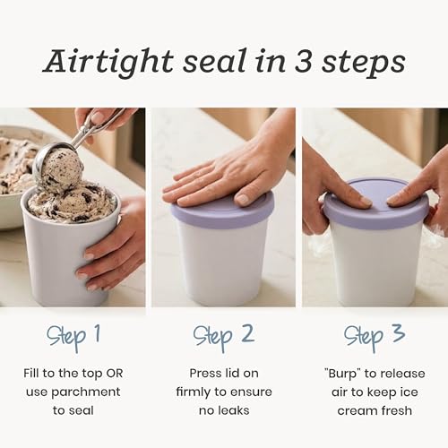 StarPack Freeze The Day Homemade Ice Cream Containers (2-Pack, 1 Quart) - Airtight Silicone Lids, BPA-Free Reusable Ice Cream Freezer Containers with Lids, Stackable, Lavender & Mint - color: Mint / Lavender, size: 2-Pack 1Qt