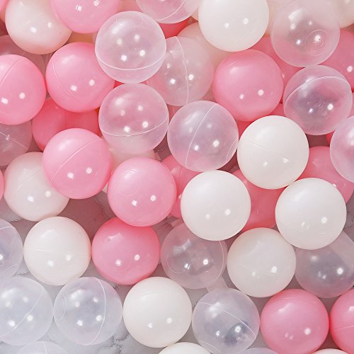 Colorful 100pcs Ball Pit Balls 2.2-inch Plastic Ocean Ball Crush Proof Stress Balls for Kids Pool Ball Playhouse Pit Accessories - color: 100 balls-Pink+beige+transparent
