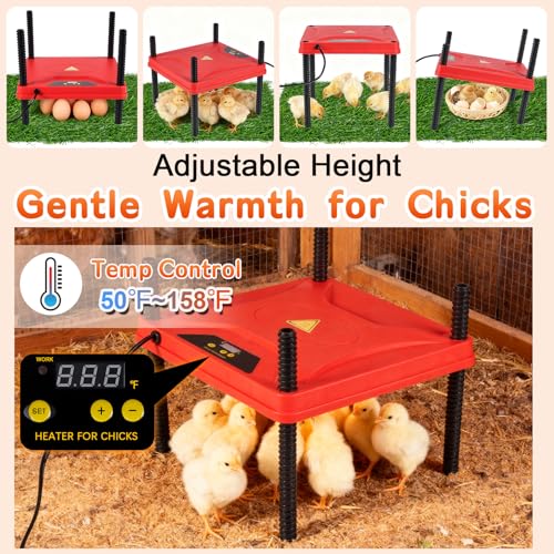 Brooder Box for Chicks Starter Kit,Dual Doors Chicken Brooder Playpen with Chick Heating Plate,Nesting Pad,Feeder & Waterer,Portable Chick Enclosure for Baby Chicks,Ducks & Quail,Holds Up to 15 Chicks