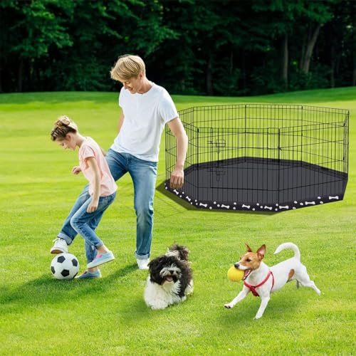 Peekaboo Dog Playpen 24 Inch, 8 Panel Metal Pet Fence with Bottom Pad | Playpen + printing pad，8 Panel Foldable Pet Playpen,Climate Pledge Friendly Choice - style: Playpen + printing pad