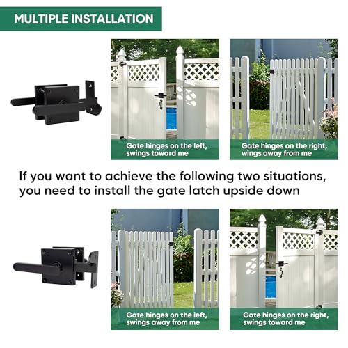 JUBEST Double Side Gate Latch, Heavy Duty Swinging Door Latch Gate Hardware for Left Inswing Outdoor Fence, Wooden Gates, Pool Gate, Backyard, Garden - size: GL01