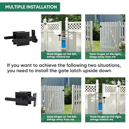 JUBEST Double Side Gate Latch, Heavy Duty Swinging Door Latch Gate Hardware for Left Inswing Outdoor Fence, Wooden Gates, Pool Gate, Backyard, Garden - size: GL01