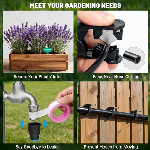 100FT Drip Irrigation Kit, Automatic Garden Watering System with Quick Connect PE Tubing, 2026 New Upgraded Water-Saving Design, 3 Adjustable Nozzles for Yard, Greenhouse, Lawn & Raised Bed - size: 100FT
