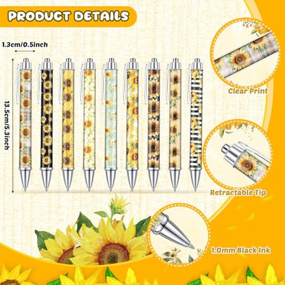 18 Pcs Sunflower Desk Accessories, 9 Pads Cute Sticky Notes, 9 Kawaii Pens, 3 x 3 Inches Notepads Memo Pad for Office Supplies Meeting Students School Decor Teacher Gifts - style: Sunflower