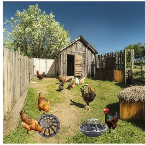 4PCS Chicken Feeder No Waste No Spill No Mess，Poultry Feeder and Waterer Set，12 Hole for Poultry ，Poultry Feeding troughs for Farms, Chickens, Ducks, Geese, Quails, Pigeons