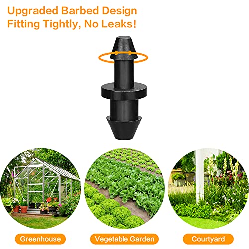 1/4" Drip Irrigation End Plug Fittings, 60 Pieces Drip Barbed End Cap Connectors for 1/4 Inch Irrigation Tubing, Drip Line Goof Plugs for Garden Lawn Systems - size: 4/7mm End Plugs-60P