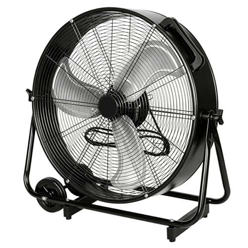 BILT HARD 24" 8100 CFM High Velocity Industrial Drum Fan, 3-Speed Heavy Duty Metal Shop Fan for Warehouse, Workshops, Garage, Factory and Basement - UL Listed - color: Black, size: 24 Inch