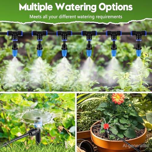 240FT Drip Irrigation System Kit Quick-Connect, Automatic Garden Watering System for Raised Garden Beds, Greenhouse, Yard, Lawn, Plant with 1/2 inch Hose 1/4 inch Distribution Tubing and Accessories - size: 40FT Main tube+200FT 1/4'' tube