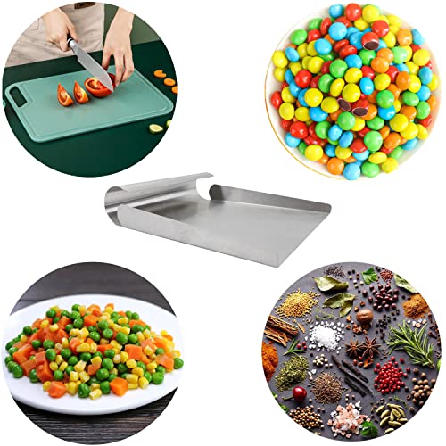 Stainless Steel Scooper for Food, Large One-Piece Cast Square Food Scoop with Sides, 5.9 Inch Metal Ice Scooper, Cutting-board Scraper, Flour Utility Scoop with Multi-Purpose Use, Silver