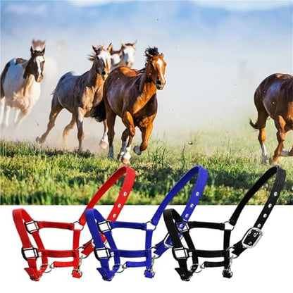 Cattle Halter Padded Halter Pony Bridle Head Collar Adjustable Horse Supplies Professional Soft Headstall(Black,Large) - color: Black, size: Large