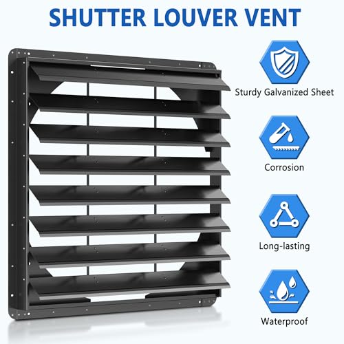 36 Inch Galvanized Sheet Spraying Automatic Exhaust Shutter Louver Vent (No Fan Blades and Motor) for Home Attics, Workshops, Barn, Greenhouse - size: 36 Inch