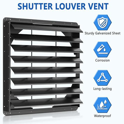 36 Inch Galvanized Sheet Spraying Automatic Exhaust Shutter Louver Vent (No Fan Blades and Motor) for Home Attics, Workshops, Barn, Greenhouse - size: 36 Inch