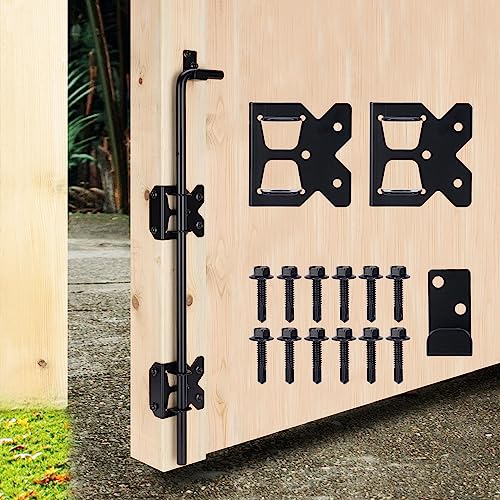 Upgrade 36" Heavy Duty Cane Bolt Gate Drop Rod-Steel Gate Ground Latch Designed for Wood Metal Vinyl Gates or Double Doors Fence - size: 36 Inch-1 Pack