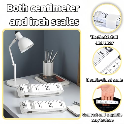 Upgraded 2-Pack Soft Tape Measure, 120-Inch & 300cm Extra Long & Wide, Dual-Scale Flexible Body Measuring Tape for Sewing, Weight Loss, Tailor - Easy-Read Large Numbers, Non-Stretch Vinyl Ruler