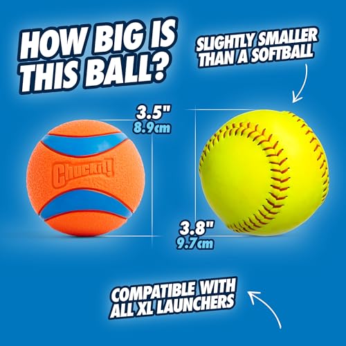Chuckit! Ultra Ball Dog Toy - Size XL - For Dogs 100+ lbs - Made from Durable Rubber - Super Bouncy - Floats in Water - 3.5-inch Diameter - Pack of 1 - color: Ultra, size: XL
