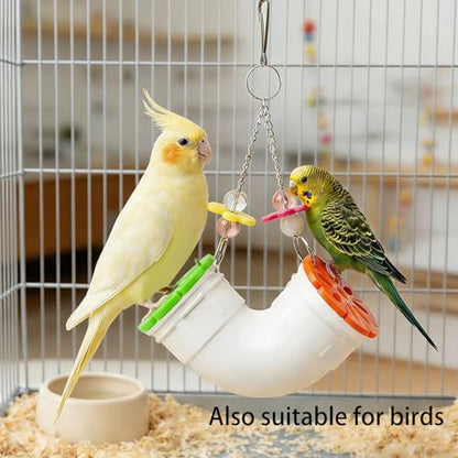Rat Enrichment Toy, Mouse Interactive Foraging Toys for Various Treats, Slow Feeder Hanging Fancy Mice Cage Accessories Tube Treat Dispenser Rodent Puzzle Toys for Rats Guinea Pig Small Pet Parakeet