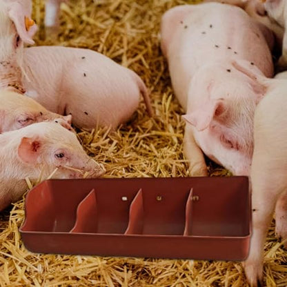 Pig Trough,Food Feeder,Small Animals Waterer,4 Compartment Farm Animal Supplies,Feeding Livestock Pets Fodder Slot,Pig Manger