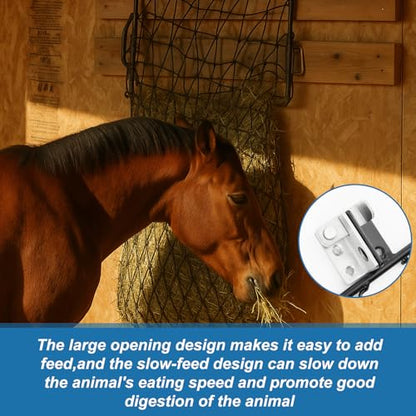 Yaocom 4 Set Black Wall Mount Hay Feeder for Horses Goats Heavy Duty Hay Rack with Net Slow Feeder Wall Mounted for Stall Barn, Easy to Install and Save Hays (Square) - color: Black