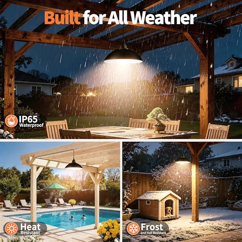 intelamp Solar Pendant Lights Indoor Outdoor, 4000mAh Gazebo Shed Chandeliers with Remote All Day/Night Mode 16.4Ft Hanging Warm White Lighting for Outside Barns Chicken Coop - size: Chandelier (1-Pack)