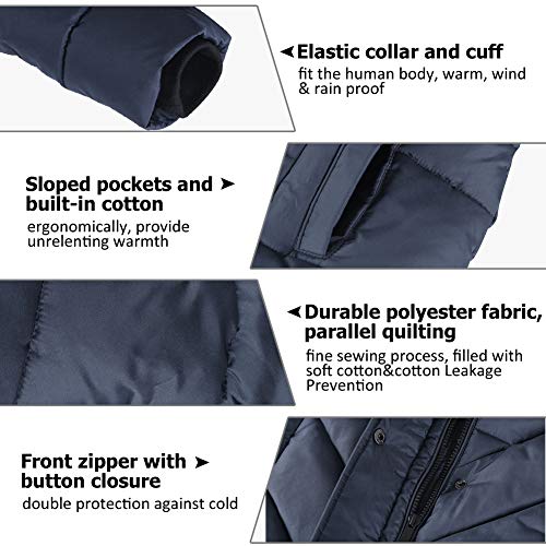 BINACL Women's Winter Warm Thicken Long Outwear Pockets Coat Parka Jacket XS-3XL - color: Navy, size: 3X-Large