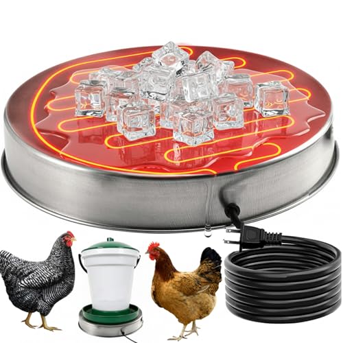 H&G lifestyles Chicken Water Heater, Heated Chicken Waterer | Poultry Water Heater for Winter, Compatible with 5 Gallons Chicken Waterer,13 Inches Stainless Steel Chicken Water Heater