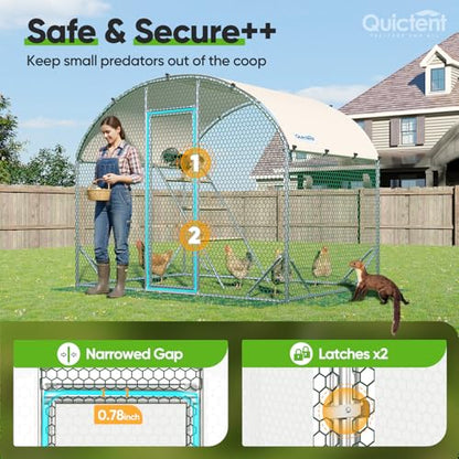 Quictent Essential Series 6.6x9x6.6ft Metal Chicken Coop Run with Climbing Ladder, Walk-in Outdoor Poultry Cage with PVC Coated Chicken Wire, Hen Duck Rabbit Farm House, Waterproof Anti-UV Cover - size: 6.6x9ft