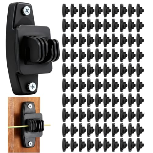 CNQLIS 100 Pcs Electric Fence Insulators for Wooden Post, Black Fence Wood Post Claw Insulators Accessories for Hi-tensile, Heavy Duty Fencing Wire Polywire