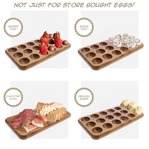 Gui's Chicken Coop Egg Tray - Rustic Wooden Egg Holder For Eggs Usable in Kitchen Refrigerator, or Countertop for Display or Storage - Easy to Clean… (18 Eggs)