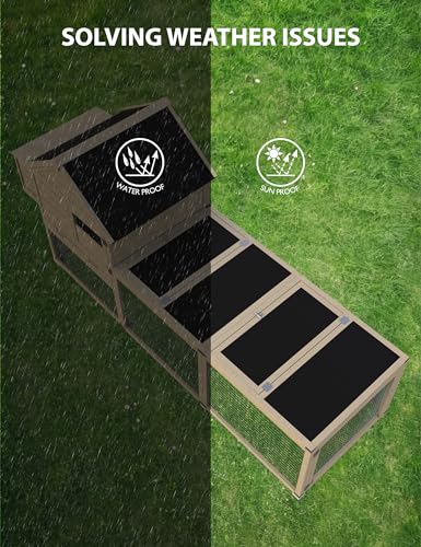 Hipicute Wooden Poultry Cage for 3-5 Chickens, 109in Chicken Coop with Run, Outdoor Hen Coop with Waterproof Roof, Nesting Box, Pull Out Trays and Ramp, Wood Color - color: Wood