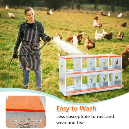 Wall-Mounted Metal Nesting Box for Chickens and Ducks – Galvanized Steel Construction with Ventilation & Easy Egg Access (8-Orange) - color: 8-Orange