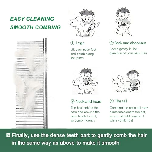 3 Pack Metal Comb For Dogs,Cat Grooming Comb,Dog Combs,Doodle Comb,Shedding Comb,For Professional Grooming Tool For Long And Short Haired Dog,Cat And Other Pets. (Large Medium Small), Metallic