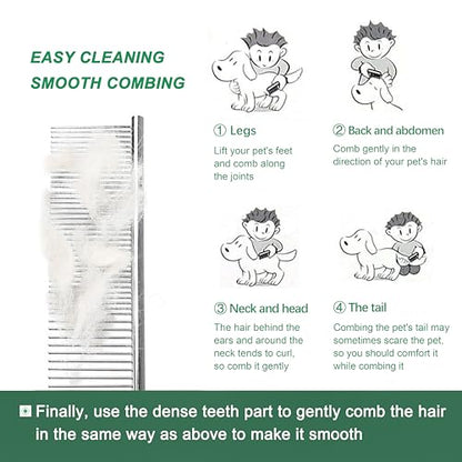 3 Pack Metal Comb For Dogs,Cat Grooming Comb,Dog Combs,Doodle Comb,Shedding Comb,For Professional Grooming Tool For Long And Short Haired Dog,Cat And Other Pets. (Large Medium Small), Metallic