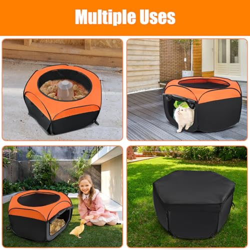 Brooder Box for Chick, 6-in-1 Chick Starter Kit, Includes Brooder Heating Plate, Baby Chicken Pen, Chicken Feeder, Waterer, Perch, Nesting Pad (Brooder Set) - color: Orange, Black