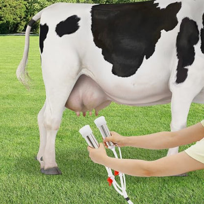 5L Electric Pulsation Milking Machine, Portable Vacuum Pump Milker with Adjustable Pressure Milk Bucket & Tube Cleaning Brushes, Farm Milking Equipment for Cows Goats (5L) - size: 5L