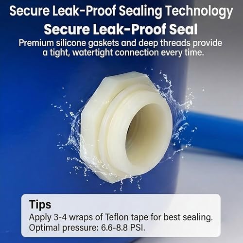 2 Pack Rabbit Watering System Bucket Connector Kit for 5/16" ID Hose, Includes Bulkhead Fitting, Barb Ball Valve & Mesh Filter Washer, Automatic Poultry Waterer Rain Barrel Spigot Kit, White