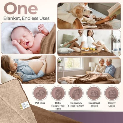 Sacred Weapon Splash Blanket – Plush Deluxe Mattress Protector – VIP Waterproof Fleece Blanket – Boonger Blanket with Moisture Barrier, Stain Proof & Washable – Queen/King Size Beige 80"x80" - color: Beige, size: Large (80"x 80")