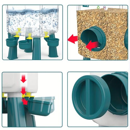 Chicken Feeder and Waterer Set, Chicken Coop Accessories with Hanging Chickens Poultry Feeder and Chicken Waterer Kit No Waste, 3 Gallon/26 Pounds, Blue - color: Blue, size: 12KG