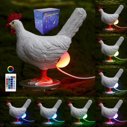 Chicken Egg Lamp, 3D Resin Chicken Lamp, Hen Laying Egg Lamp with Color Gift Box, Lifelike LED Egg Lamp, Funny Easter Christmas Birthday Gift for Friends (d) - color: d