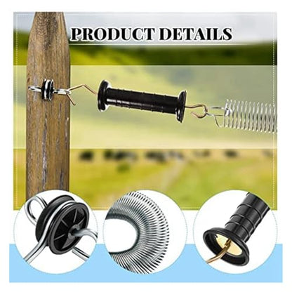 Electric Fence Gate Handles 4 Pieces Electric Fence Gate Handle Kit Anchors Spring for Agricultural Fencing Pasture