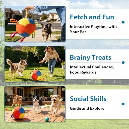 Calming Jumbo Ball for Dogs Durable Tear-Resistant Inflatable Big Ball Tough Herding for Play Exercise Toy with Heavy-Duty Handle Cover & Pump Fun Doggy Herding Dog Giant Tennis-10