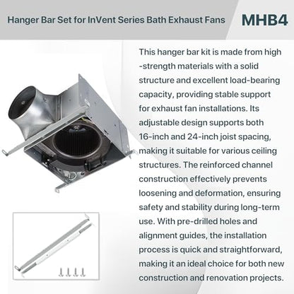 MHB4 Ventilation Fans Hanger Bar Kit for Broan-NuTone Invent Series Bath Exhaust Fans – Adjustable Exhaust Fan Mounting Bracket Set