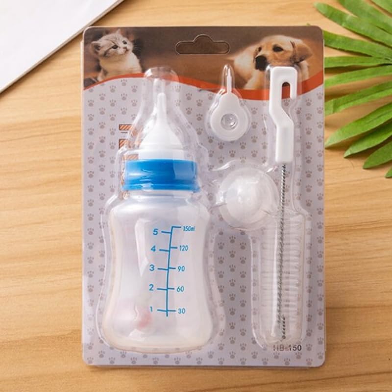 Pet Milk Feeding Bottle Portable Multi-Nipple Water Mug, Model: Small Blue - size: 50ml