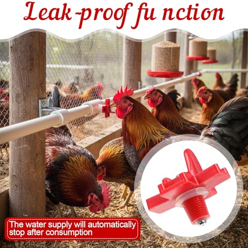 20 Pack Chicken Nipple Waterer with 1/2" PVC Tee Fittings, Automatic Poultry Waterer Kit Chicken Nipples for DIY Chicken Duck Quail Watering System, Side Mount Drinker