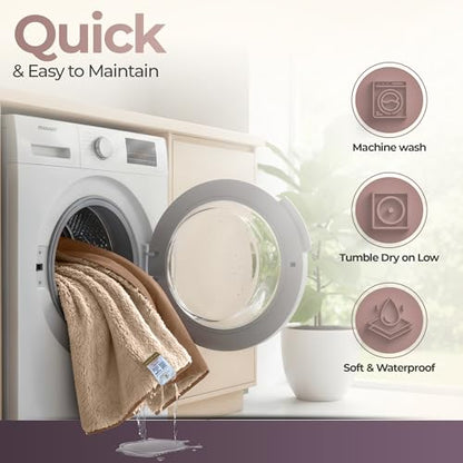 Sacred Weapon Splash Blanket – Plush Deluxe Mattress Protector – VIP Waterproof Fleece Blanket – Boonger Blanket with Moisture Barrier, Stain Proof & Washable – Queen/King Size Beige 80"x80" - color: Beige, size: Large (80"x 80")