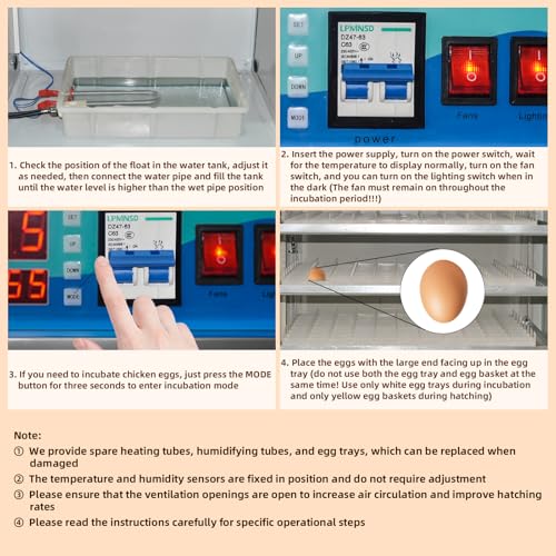 XKV 176 Eggs Incubator with Automatic Egg Turning,Temperature Humidity Control,Automatic Digital Egg Hatcher,For Chick,Duck,Poultry,Industrial Brooding Machine Chicken Incubator for Farm,Home,Indoor - size: 176 Egg-180L