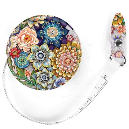 Sewing Tape Measure，Colour Printed Small Retractable Soft Measuring Tape for Tailor Cloth Fabric Body Measurements. - color: Mandara Flower