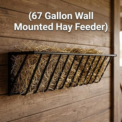 67 Gallon Wall Mount Livestock Hay Feeder Hay Rack | Rustproof carbon steel slat design, space saving wall mount for horse goat sheep farm feeding