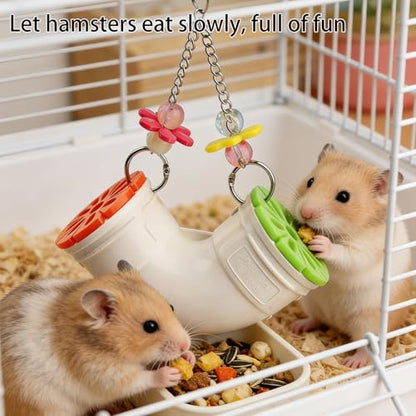 Rat Enrichment Toy, Mouse Interactive Foraging Toys for Various Treats, Slow Feeder Hanging Fancy Mice Cage Accessories Tube Treat Dispenser Rodent Puzzle Toys for Rats Guinea Pig Small Pet Parakeet