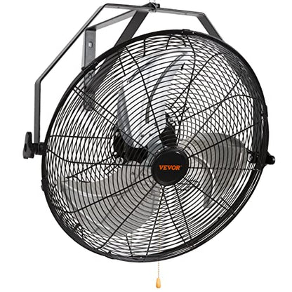 VEVOR Wall Mount Fan 18 Inch IP44 Waterproof, 3 Speed Metal Fan with Triangle Bracket Set, for Commercial, Warehouse, Greenhouse, Workshop, Covered Patio, Factory and Basement - size: 18 Inch, style: Waterproof